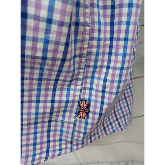 English Laundry Mens Checked Flip Cuff Multicolor white purple blue Sz 18 / XXL - Picture 3 of 11